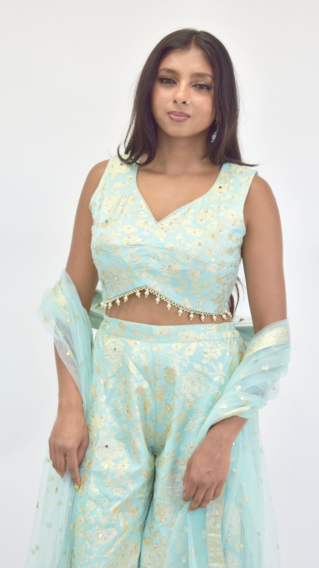 Sky-Blue Pallazo Set