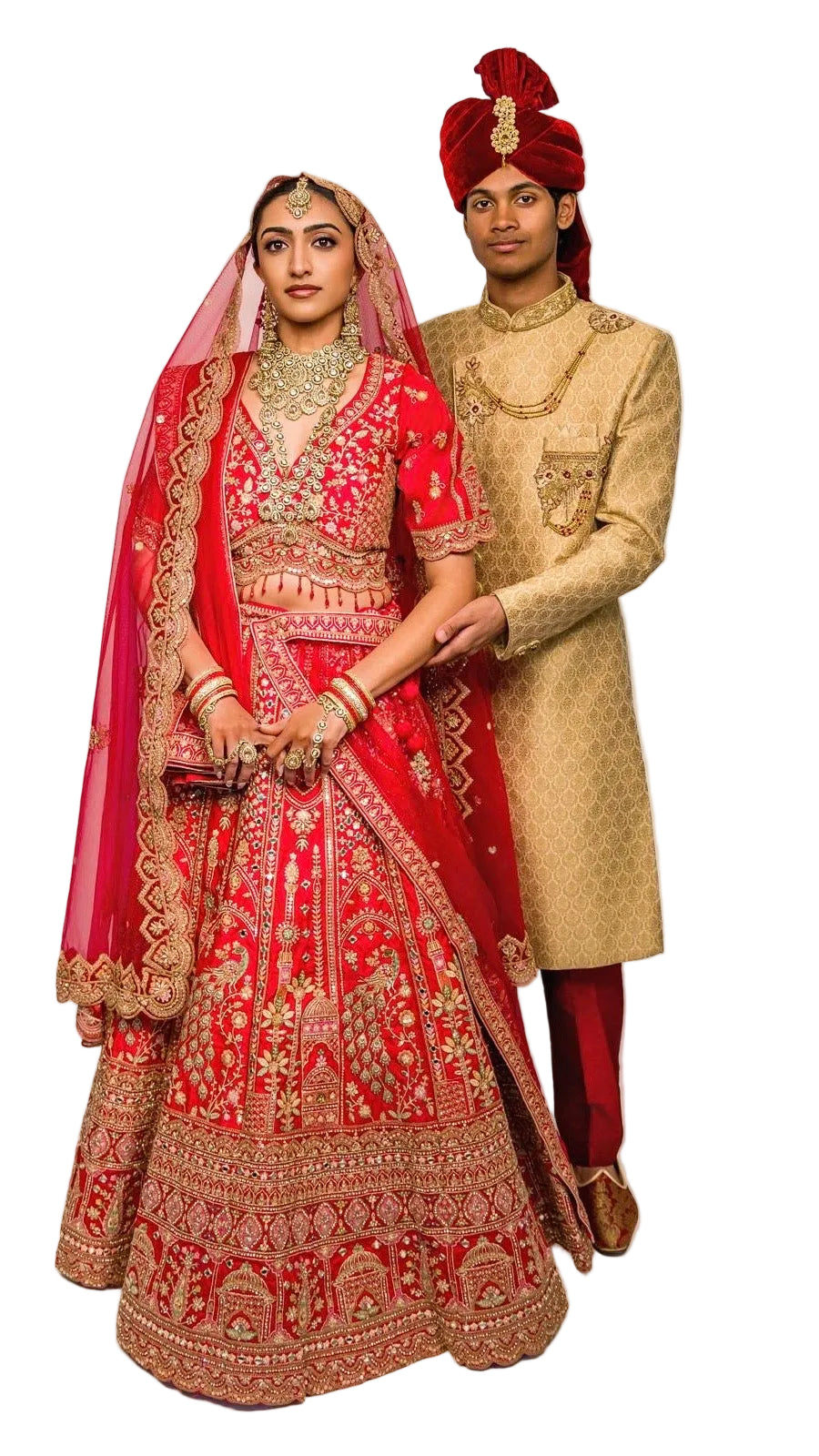 Gold &amp; Maroon Color Sherwani Set