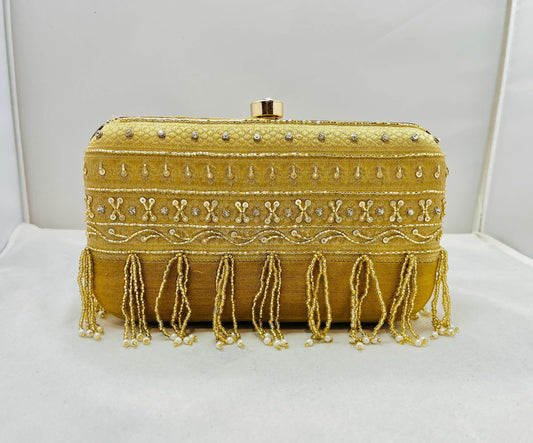 Gold Color Silk Clutch