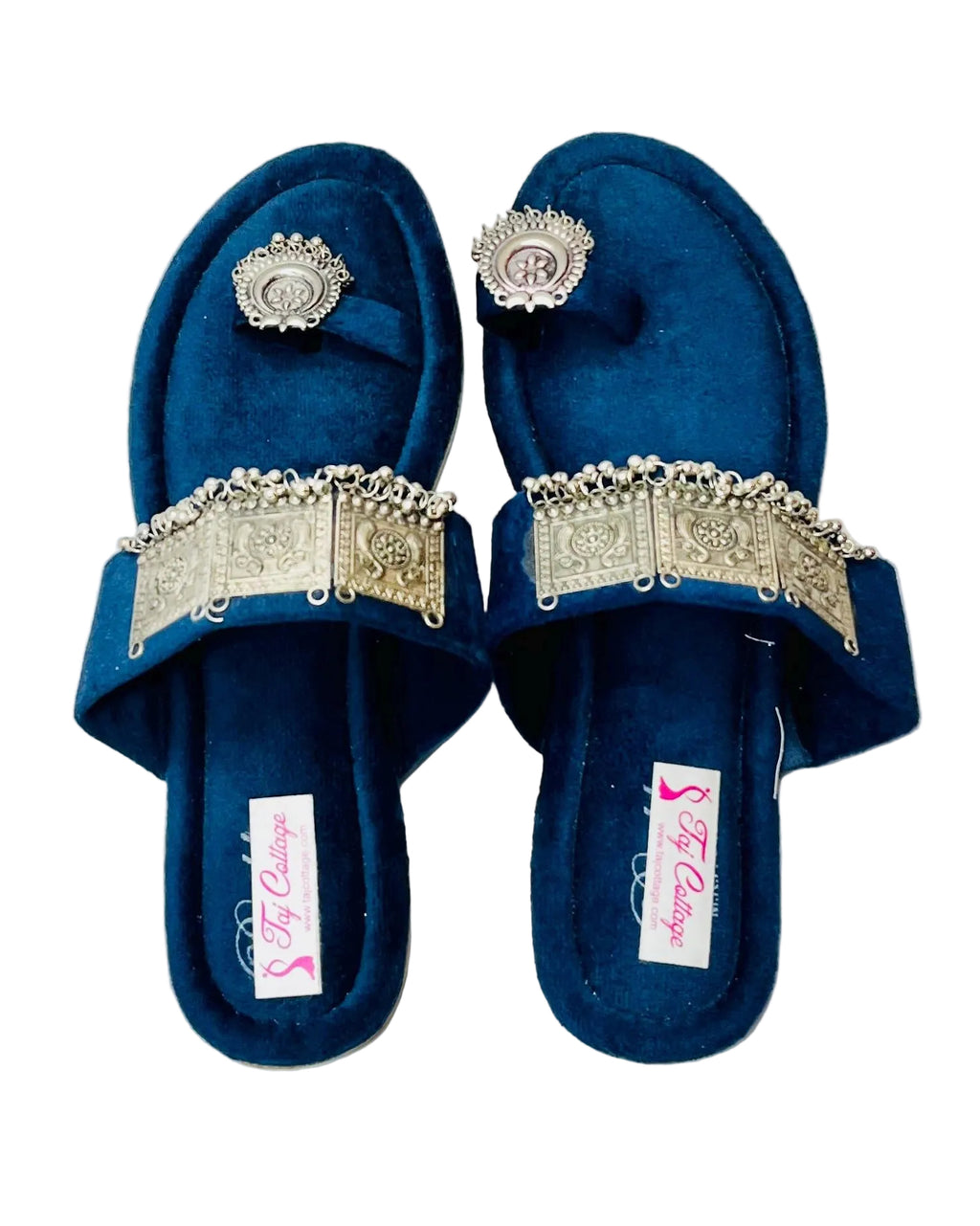 Dark Blue Velvet Sandals