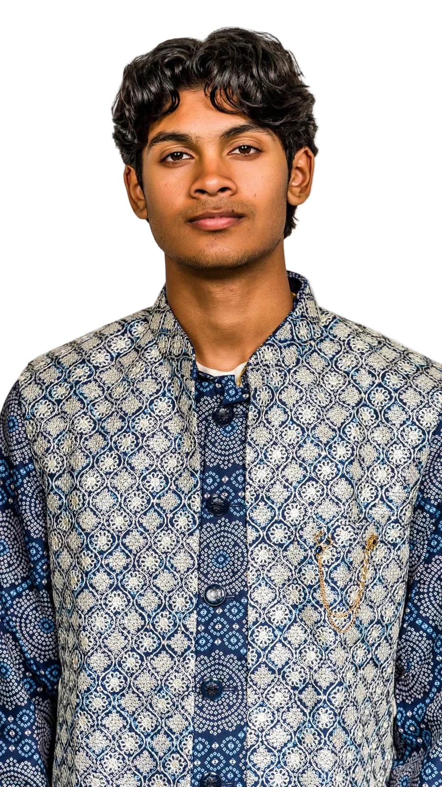 Navy Blue Vest Kurta Set