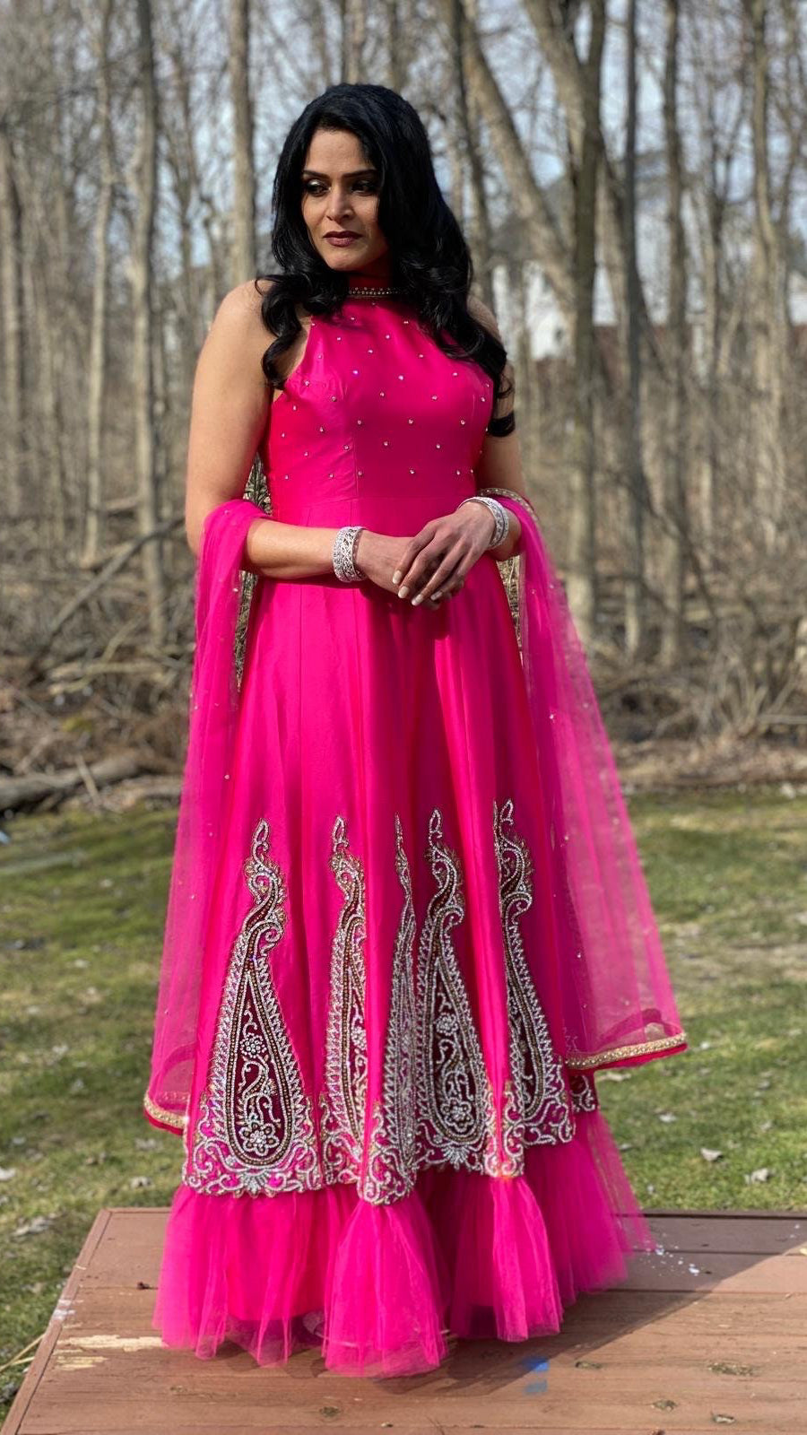 Dark Pink Color Gown