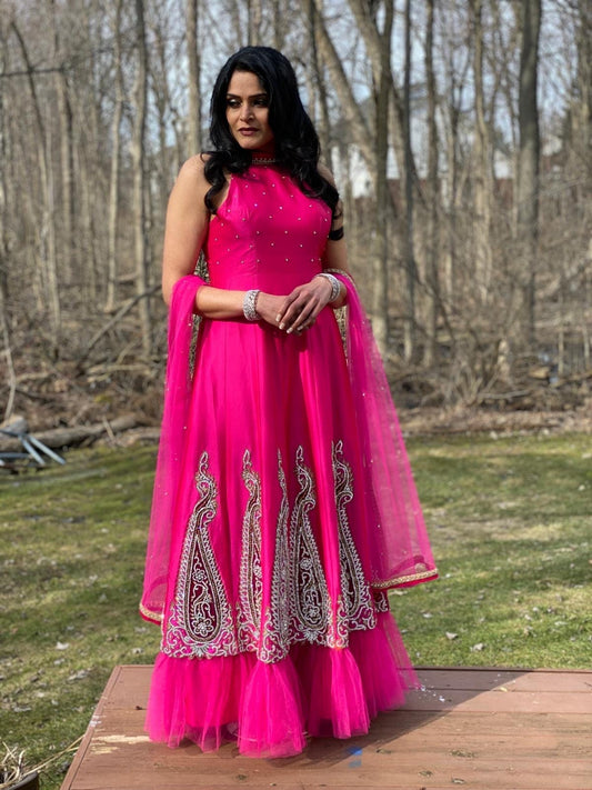Dark Pink Color Gown