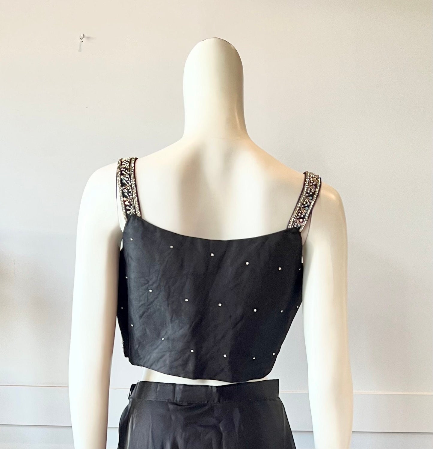 Black ruffle ready made saree