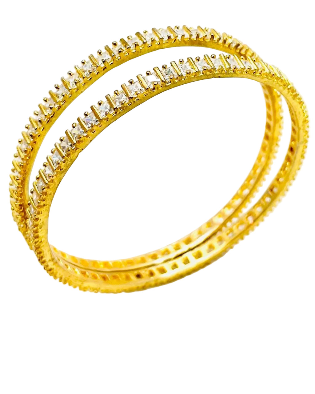 Rhinestoned Golden Bangles