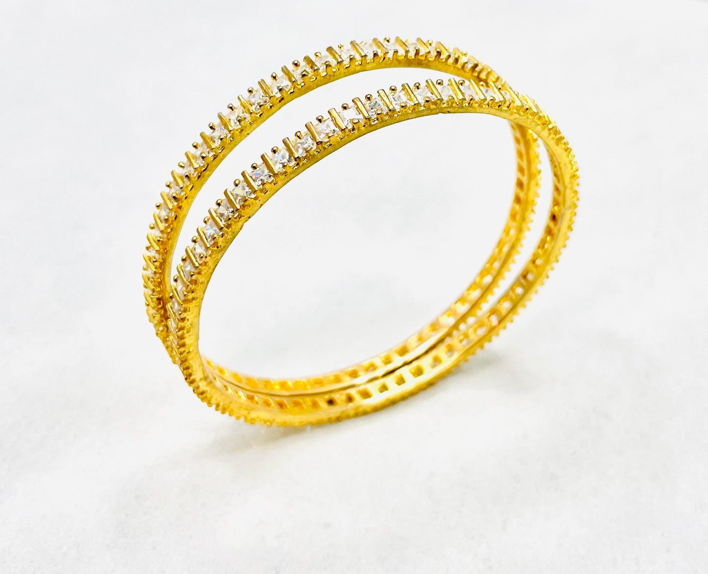 Rhinestones  Golden Bangles