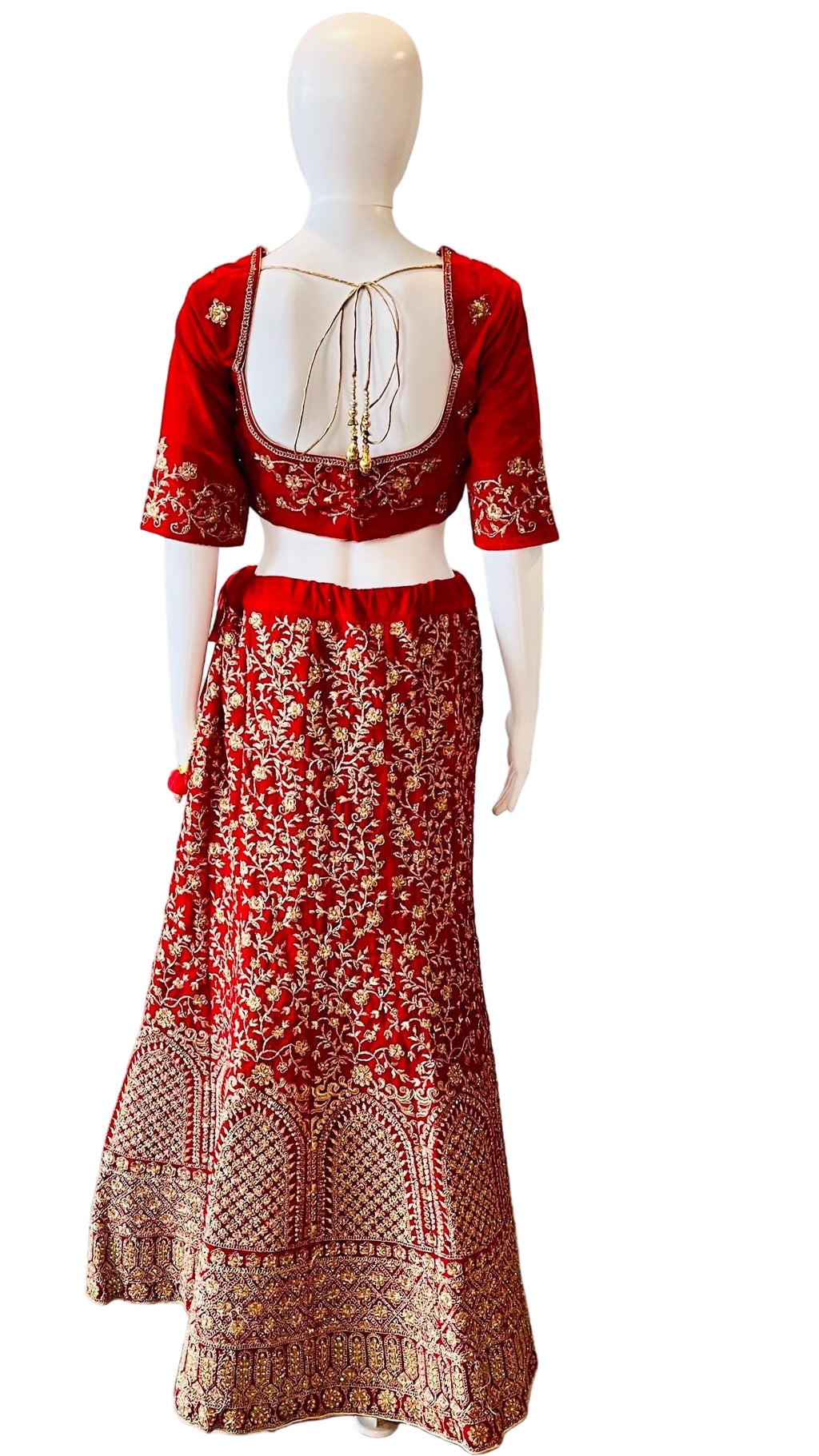 Embroidered Red Velvet Lehnga