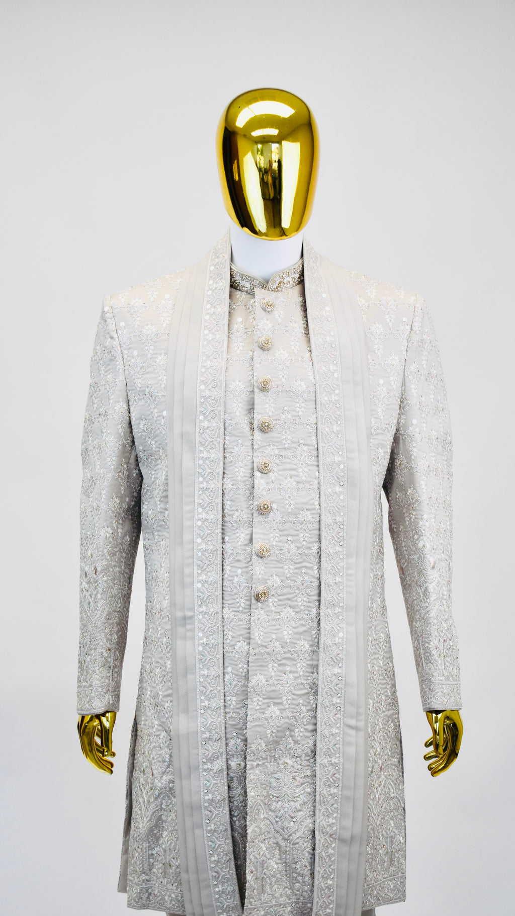 Light Grey Color Sherwani Set