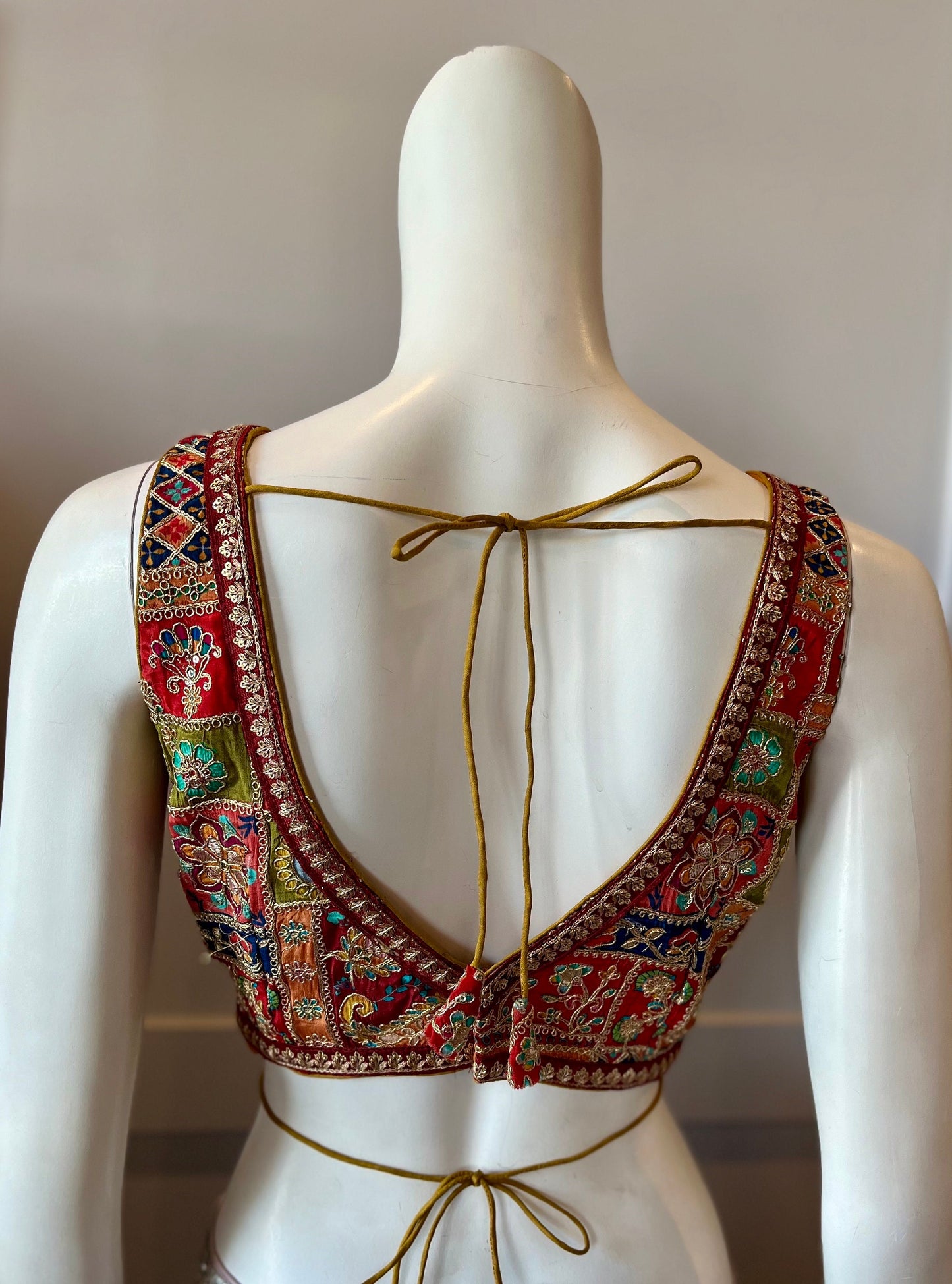Red Embroidered Sleeveless Blouse