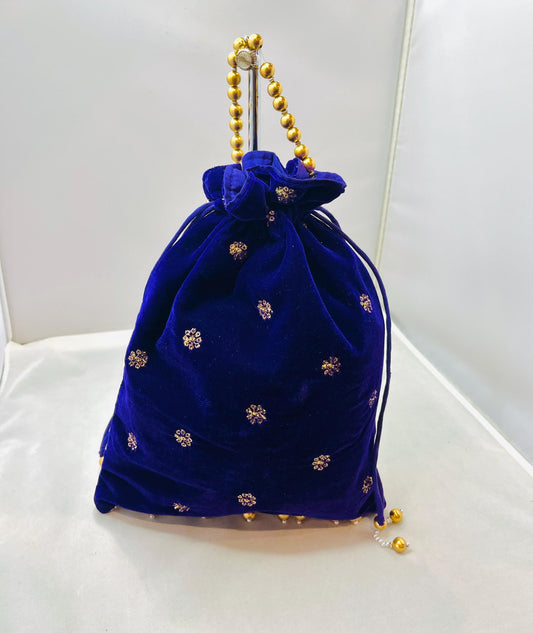 Navy Blue Velvet Bag