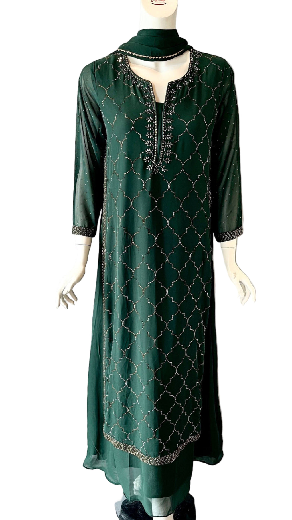 Emerald Green Georgette gown
