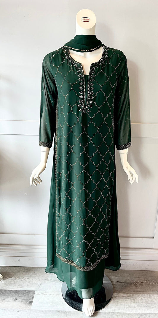 Green georgette gown