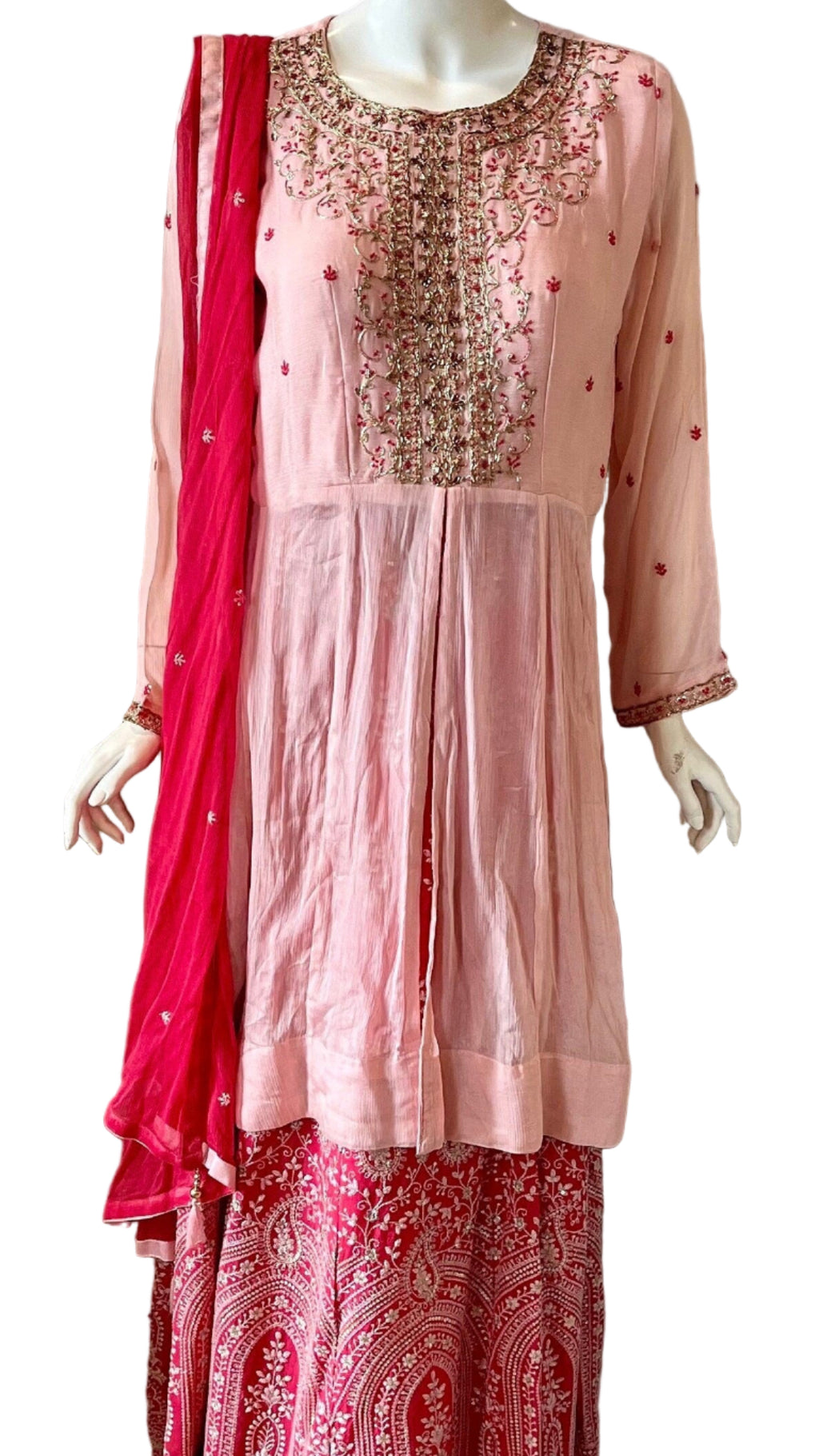 Pink Embroidered Silk Lehnga