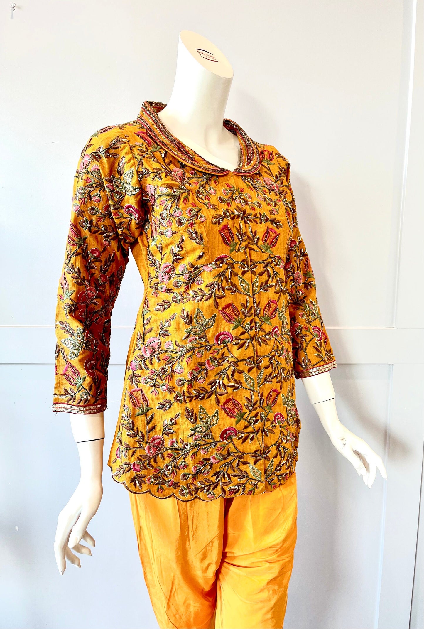 Orange Color Jacket With Tulip Pants