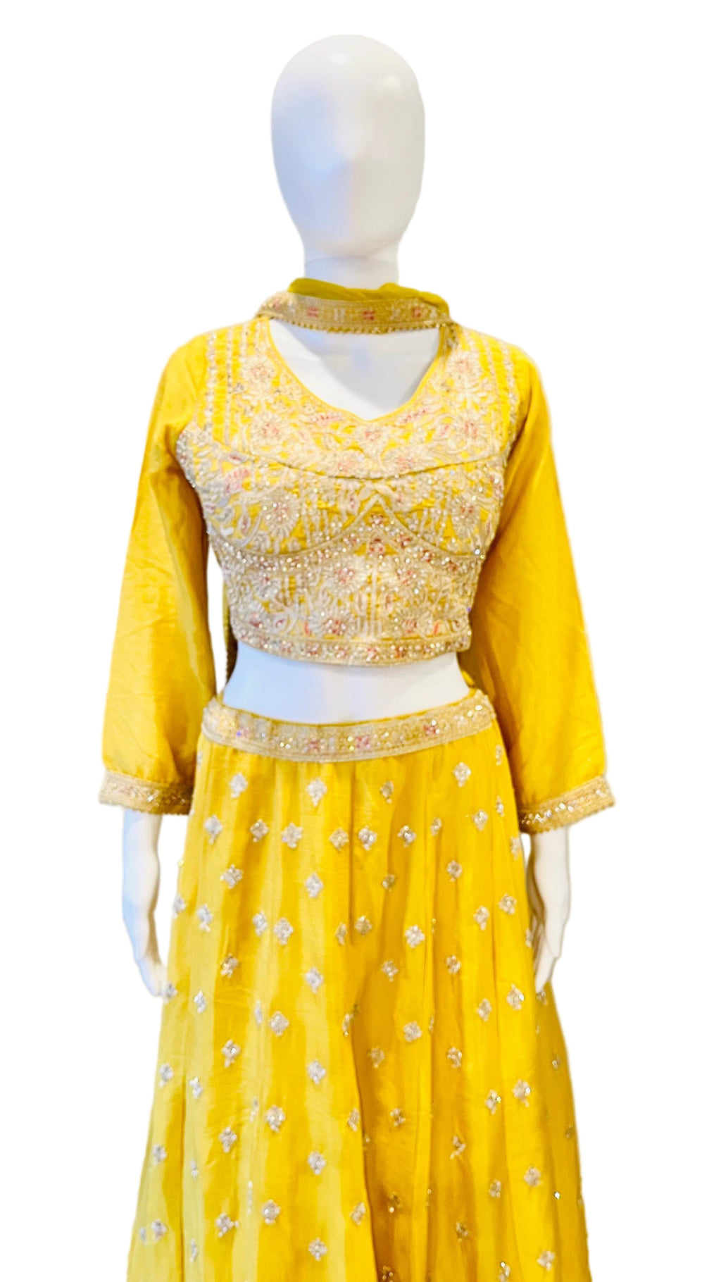 Embroidered Yellow Lehnga