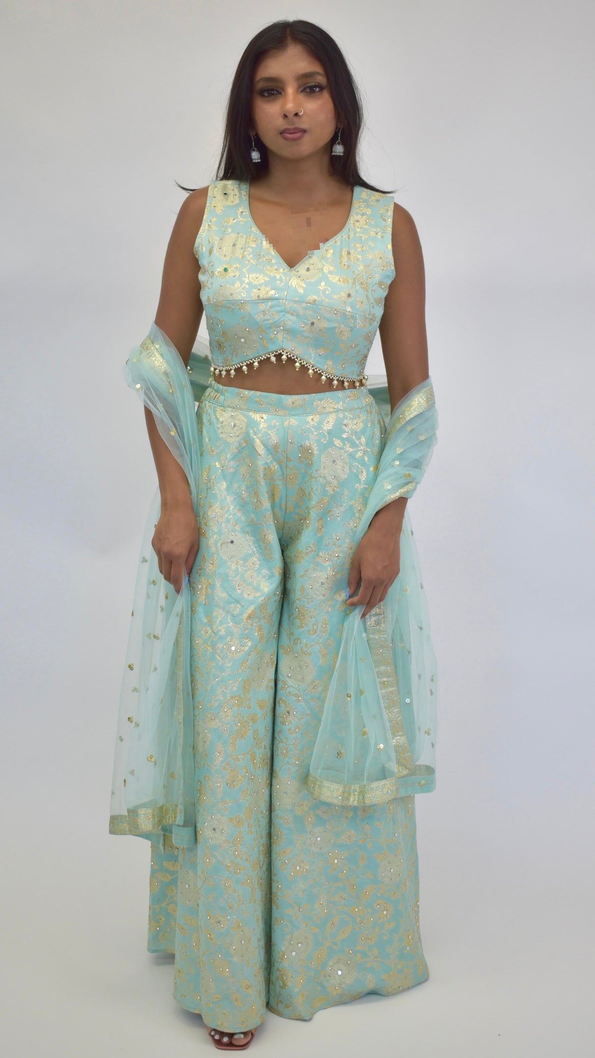 Sky-Blue Pallazo Set