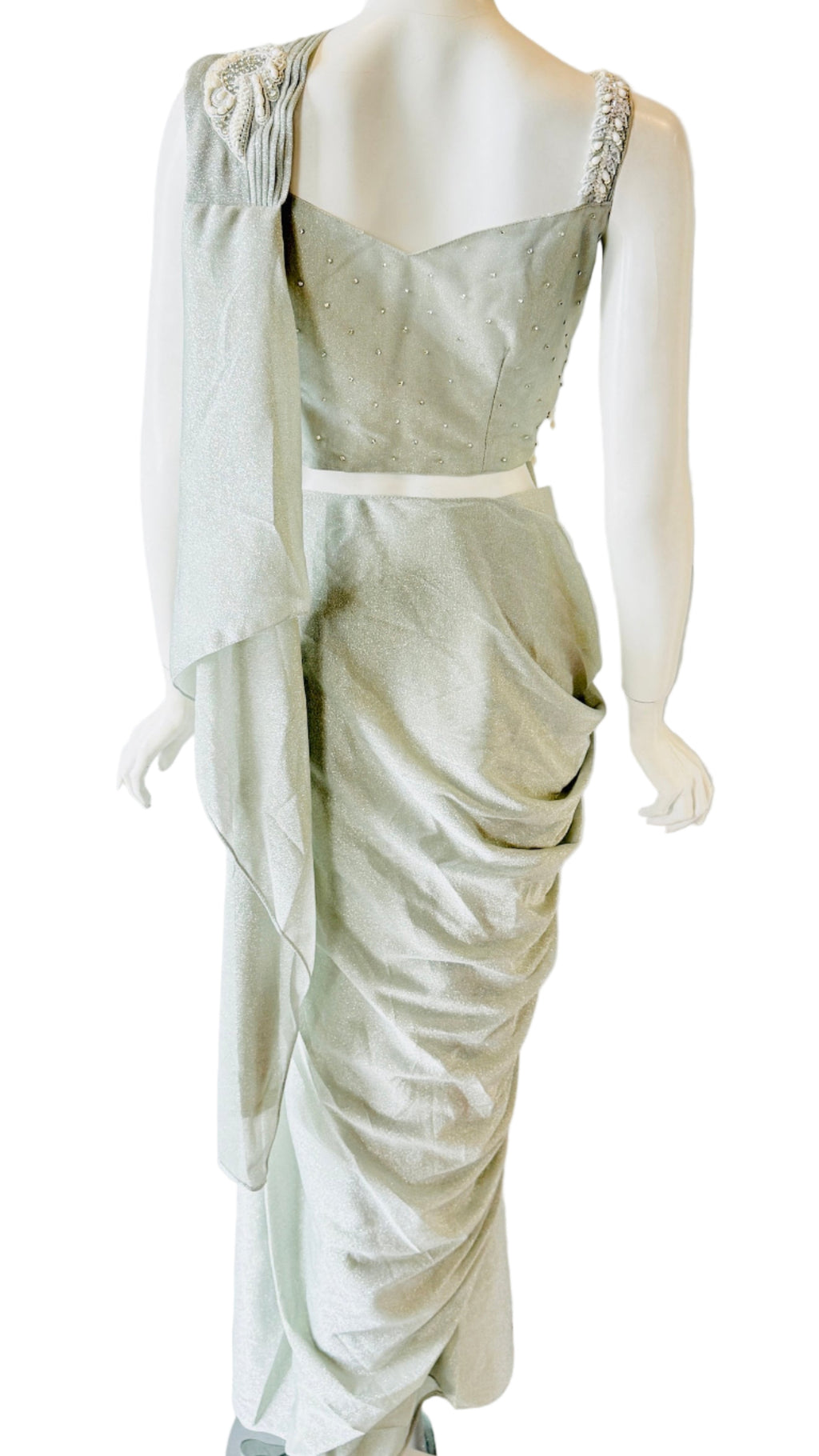 Mint Green Color Ready-Made Saree