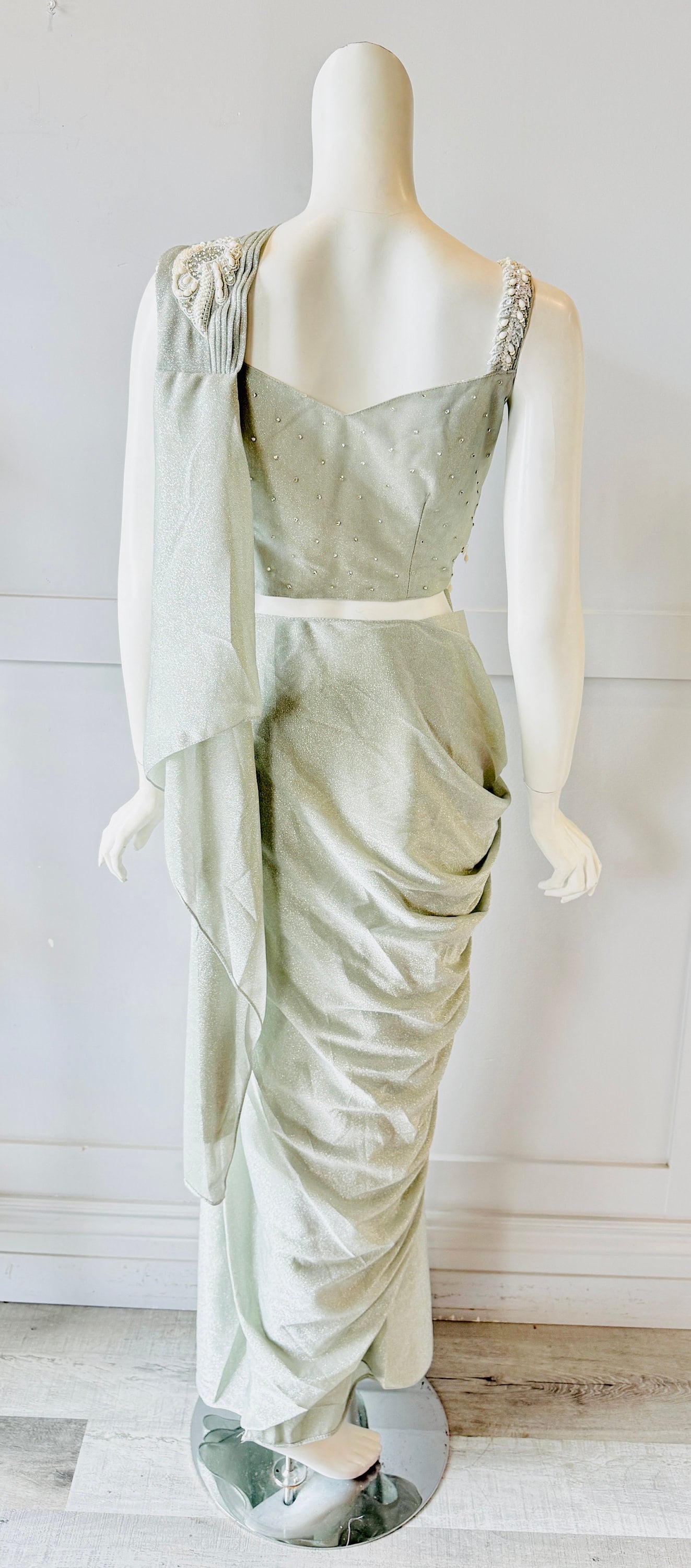 Mint Green Color Ready-Made Saree