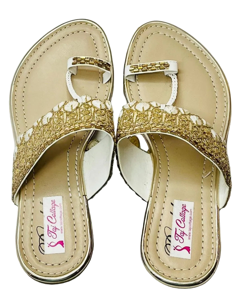 Beige & White Color Sandals