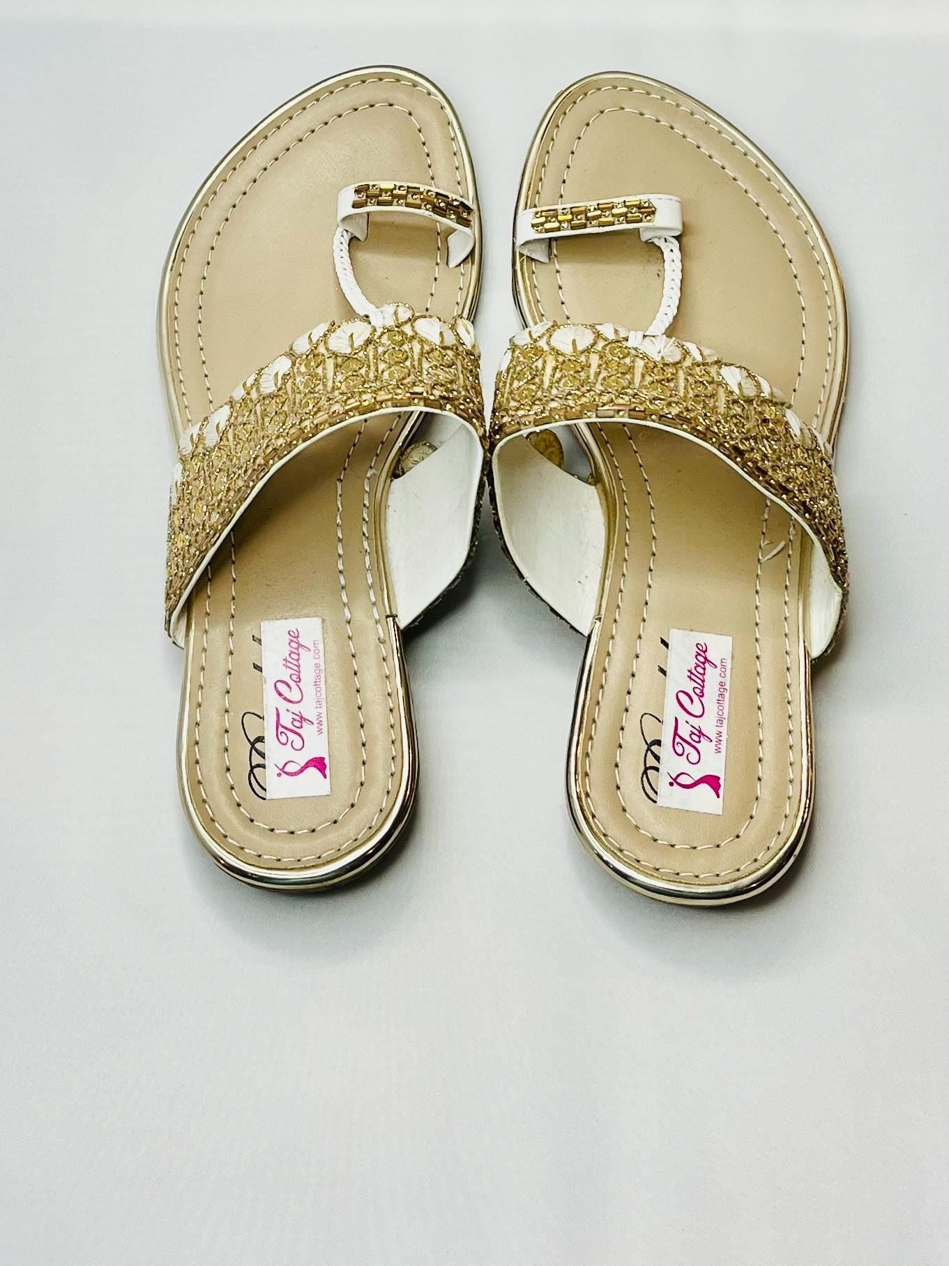 Beige & White Color Sandals