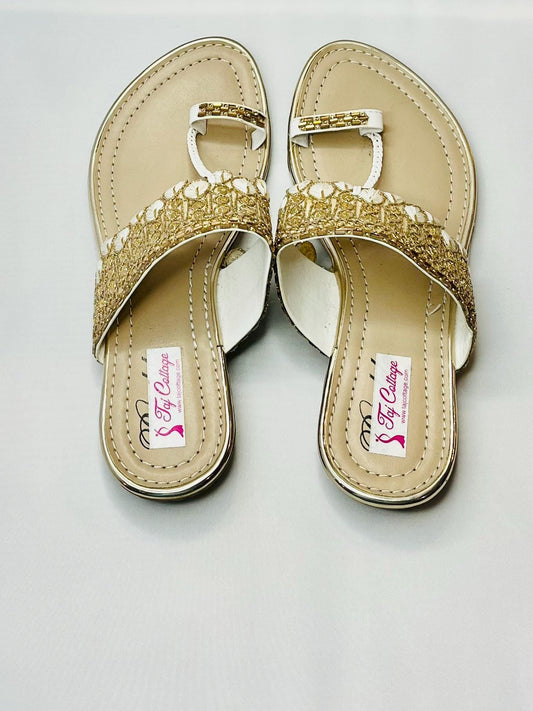 Beige & White Color Sandals