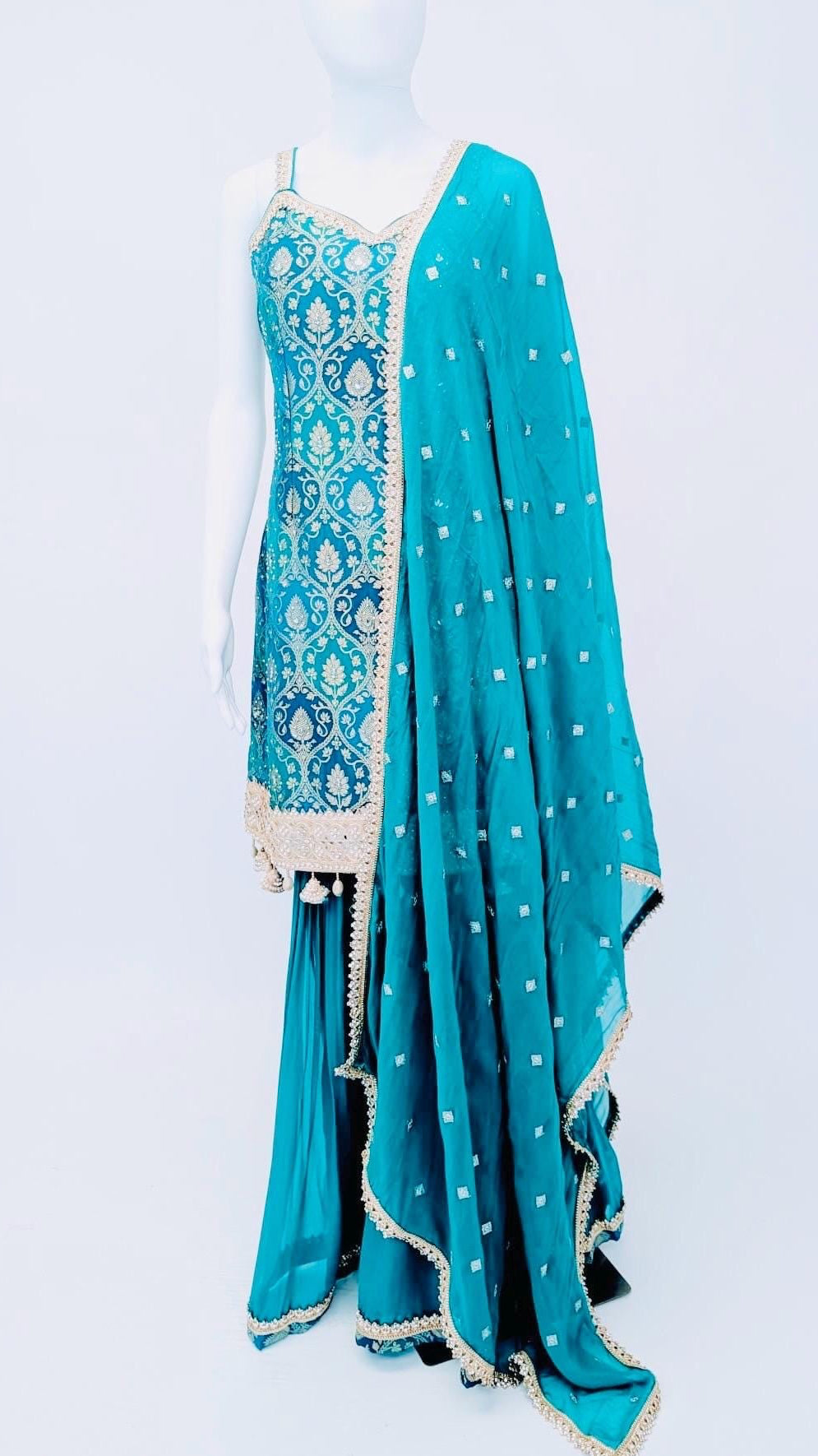 Teal Color Sharara Suit