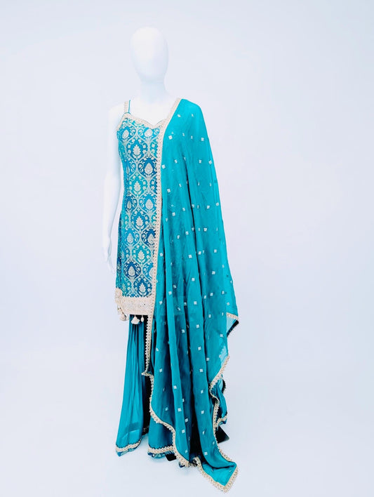 Teal Color Sharara Suit