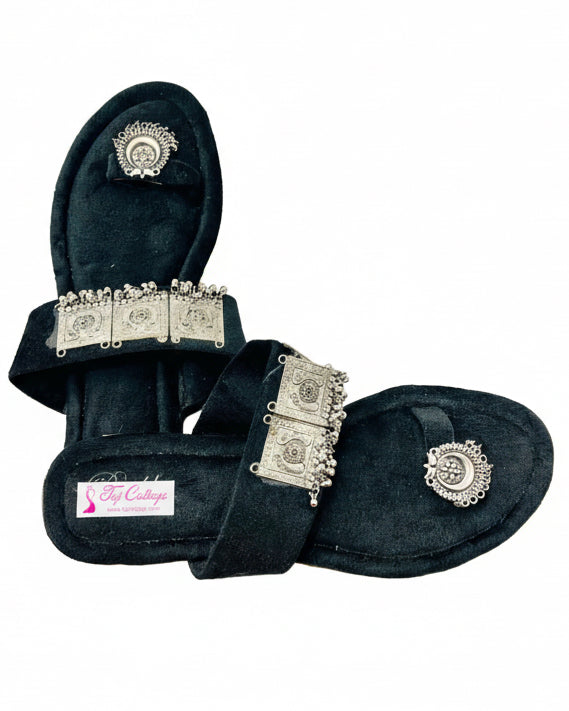 Black Velvet Sandals