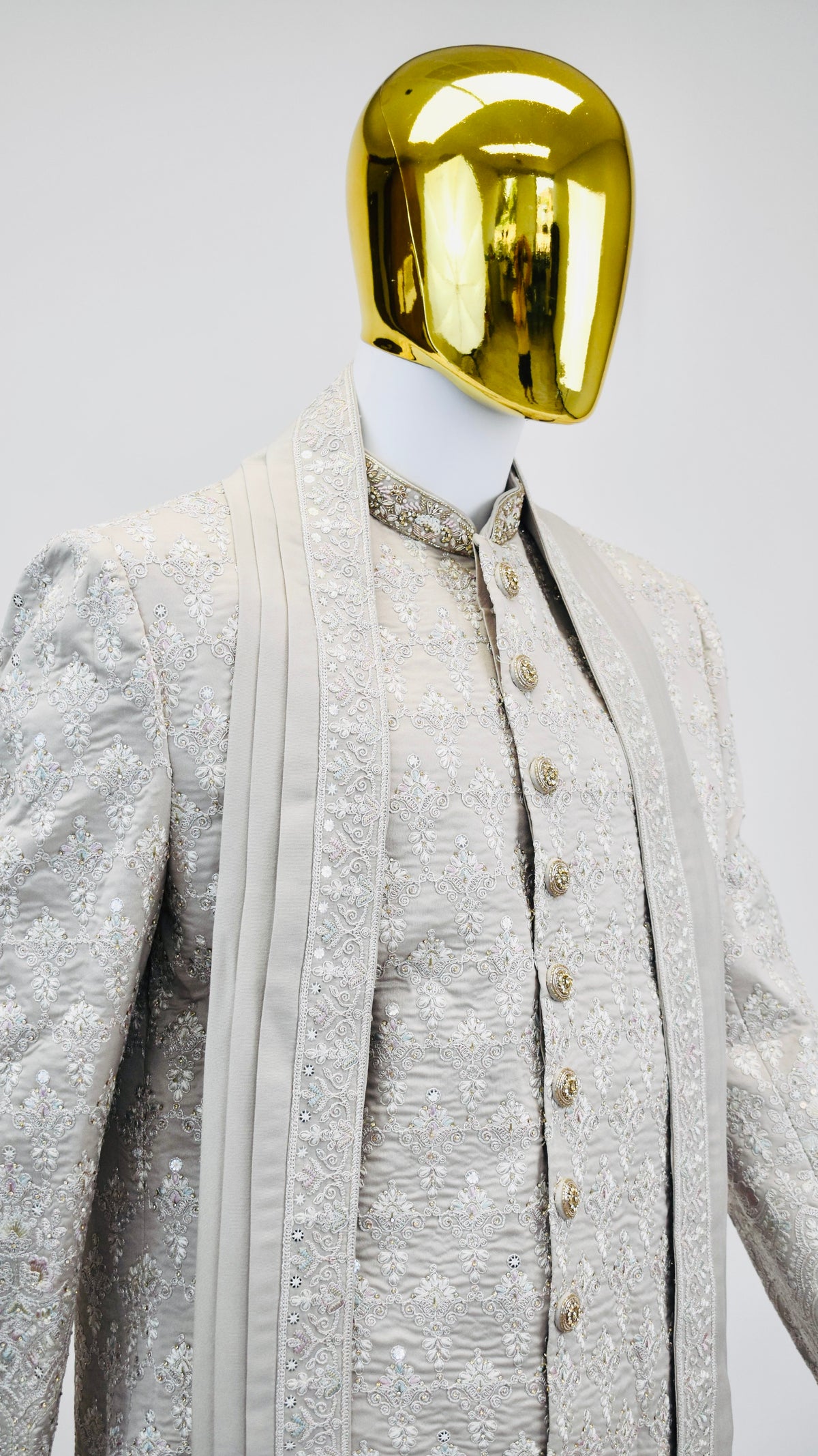 Light Grey Color Sherwani Set