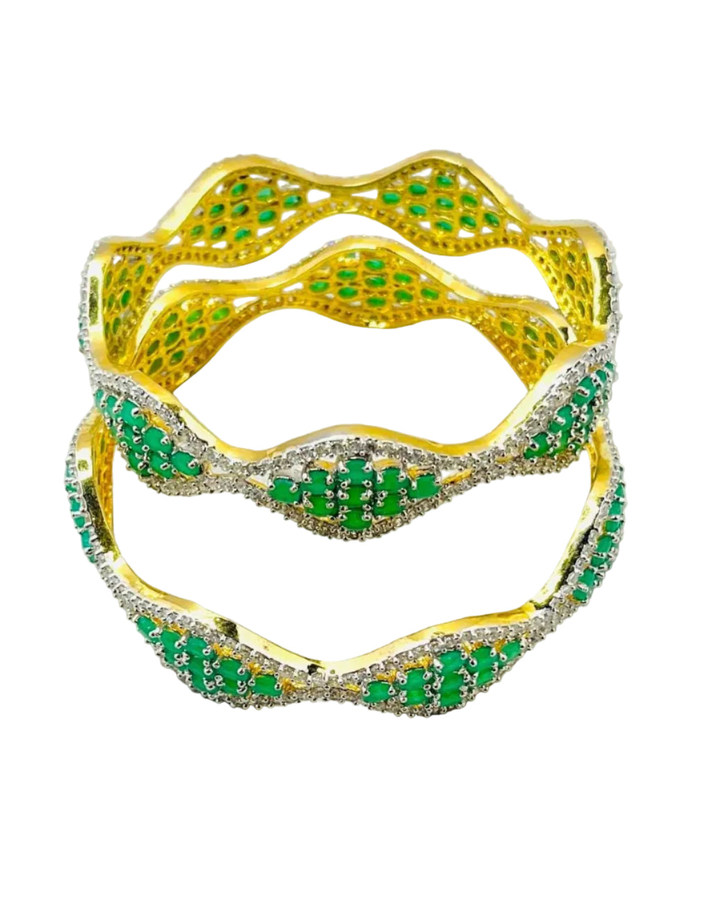 Emerald Green American Diamond Bangles