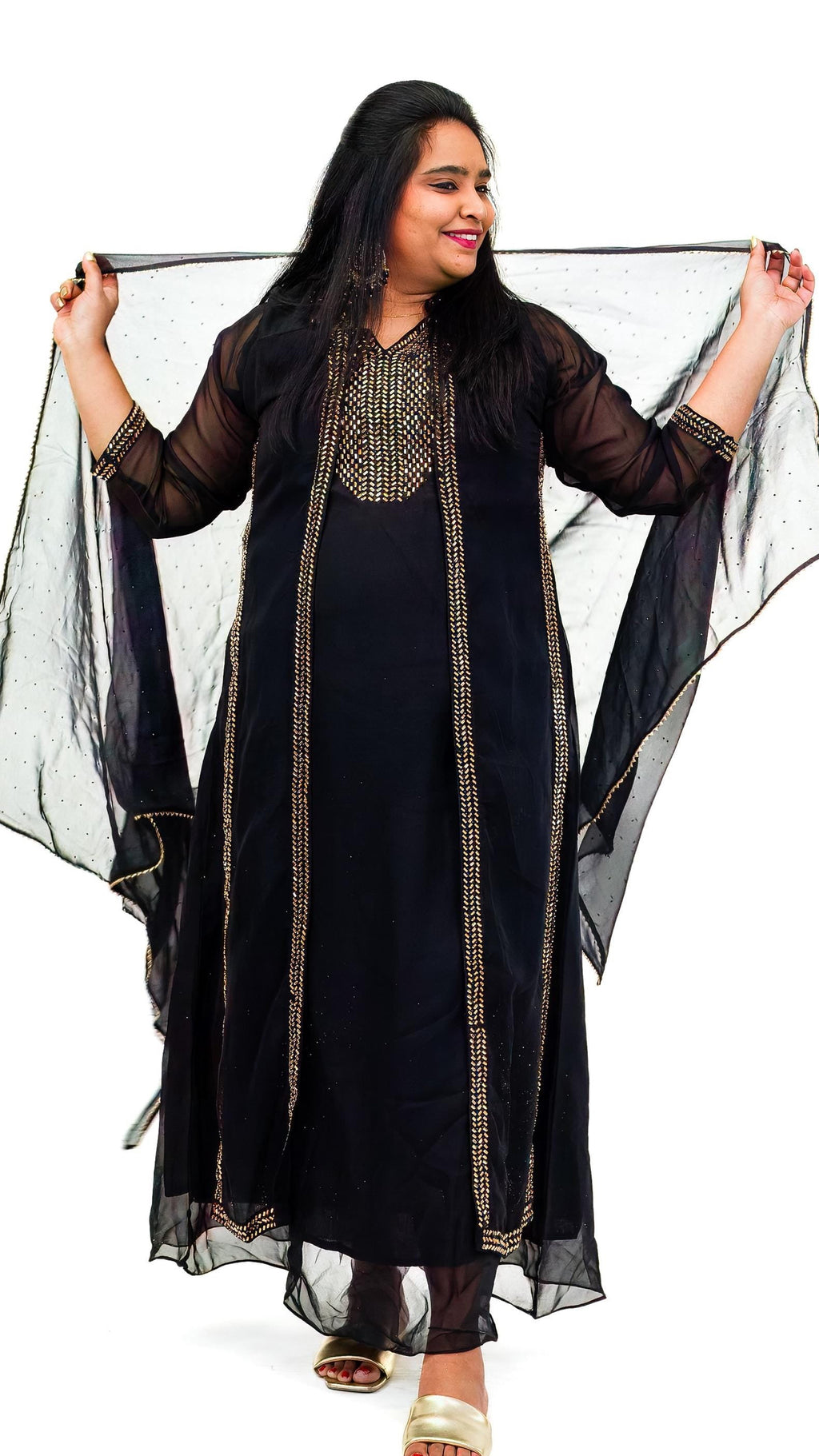 Black Georgette Embroided Gown