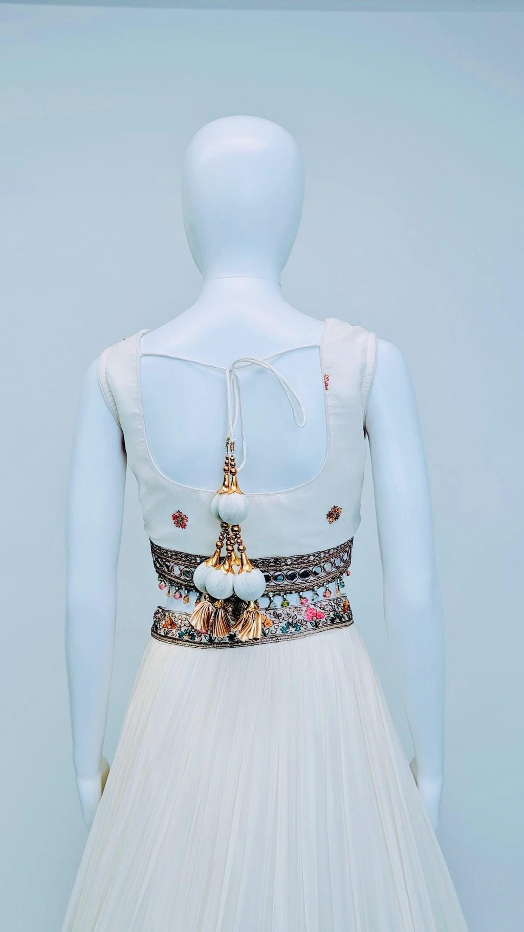 White Flower Embroidered Lehnga