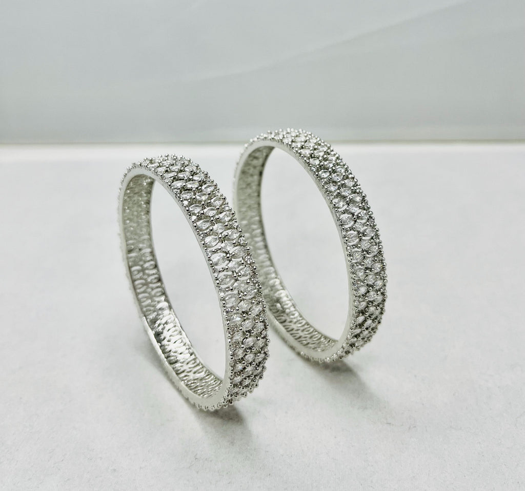 American Diamond Silver Bangles