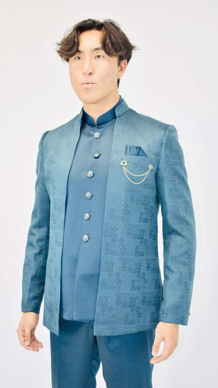 Peacock Blue Indo-Western Set