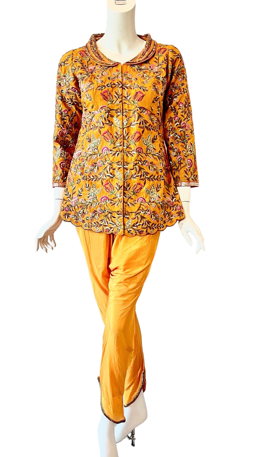 Orange Color Jacket With Tulip Pants