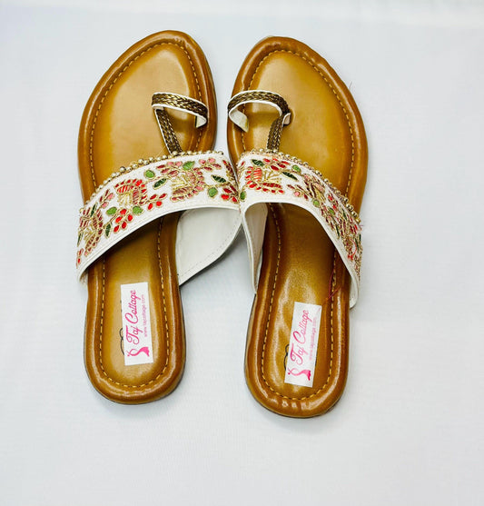 Gold & White Color Sandals