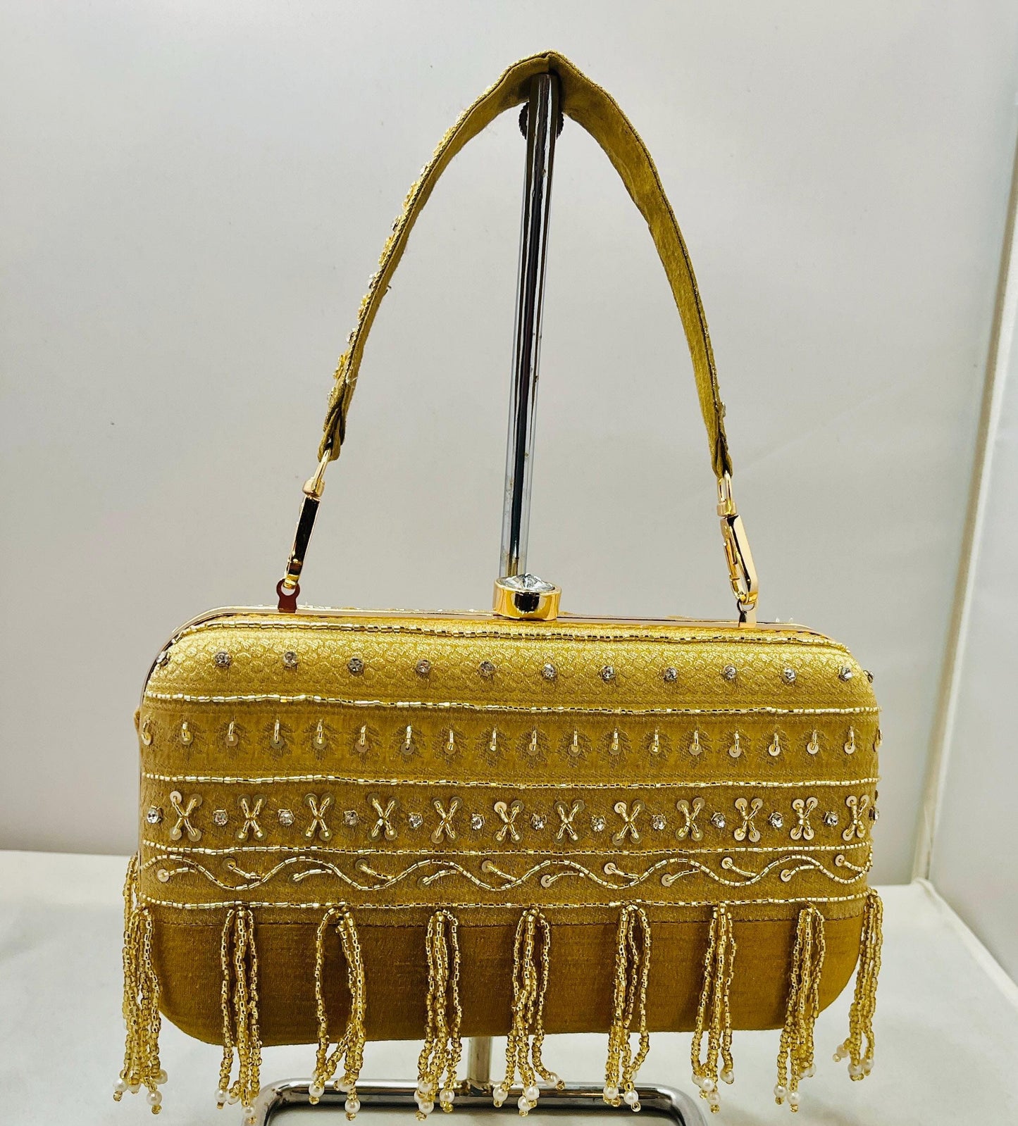 Gold Color Silk Clutch