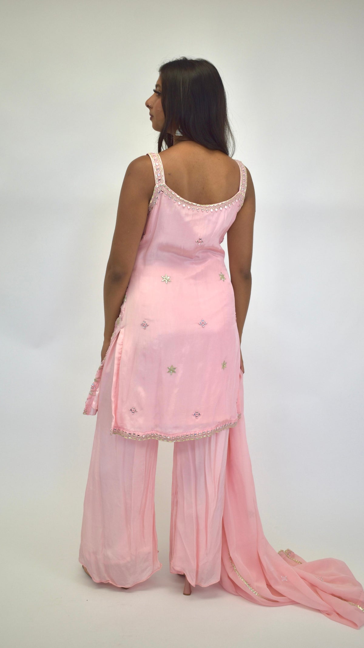 Pink Palazzo Sleevless Set