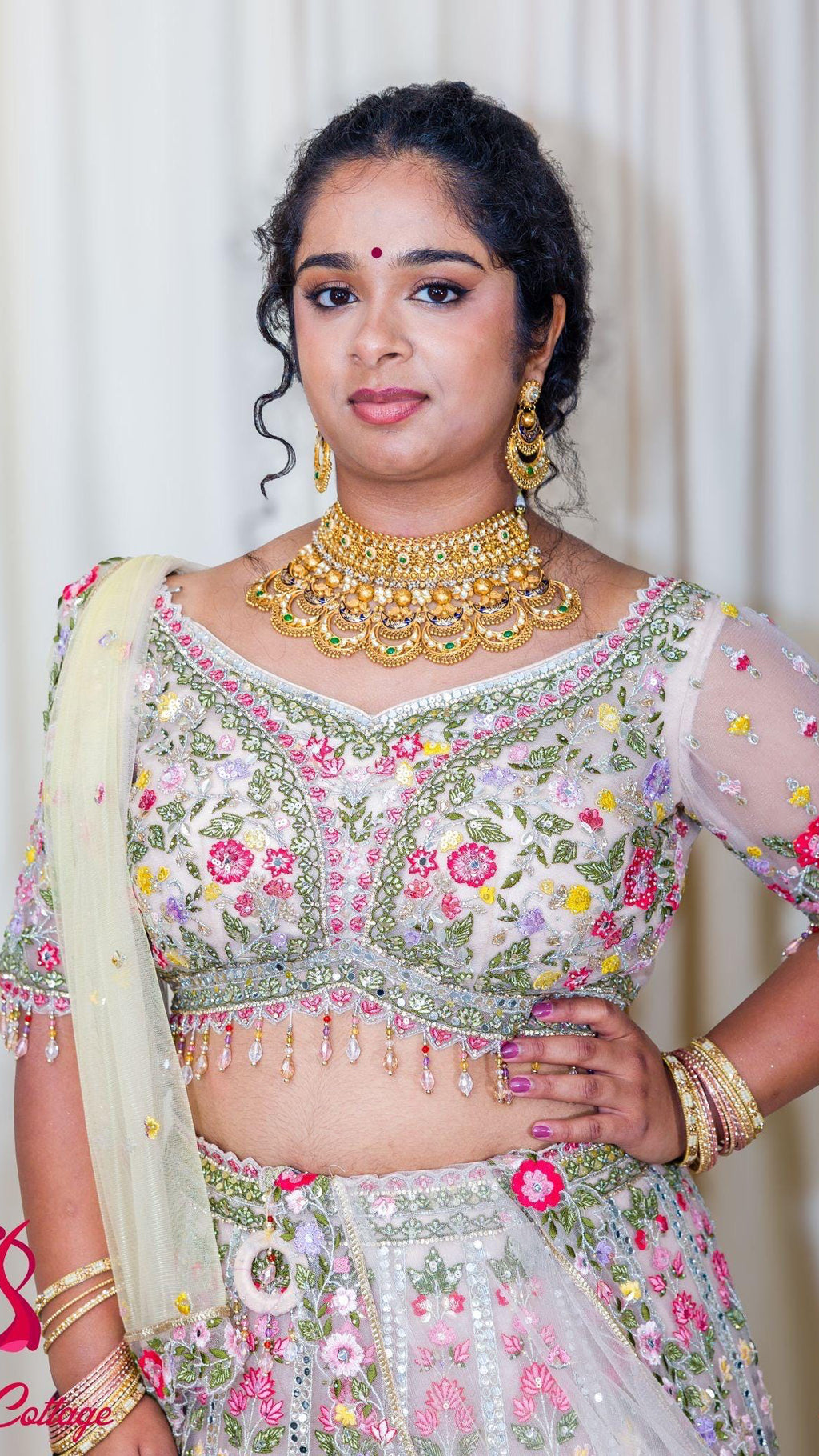 Multicolor Mirror Embriodered Lehnga Set
