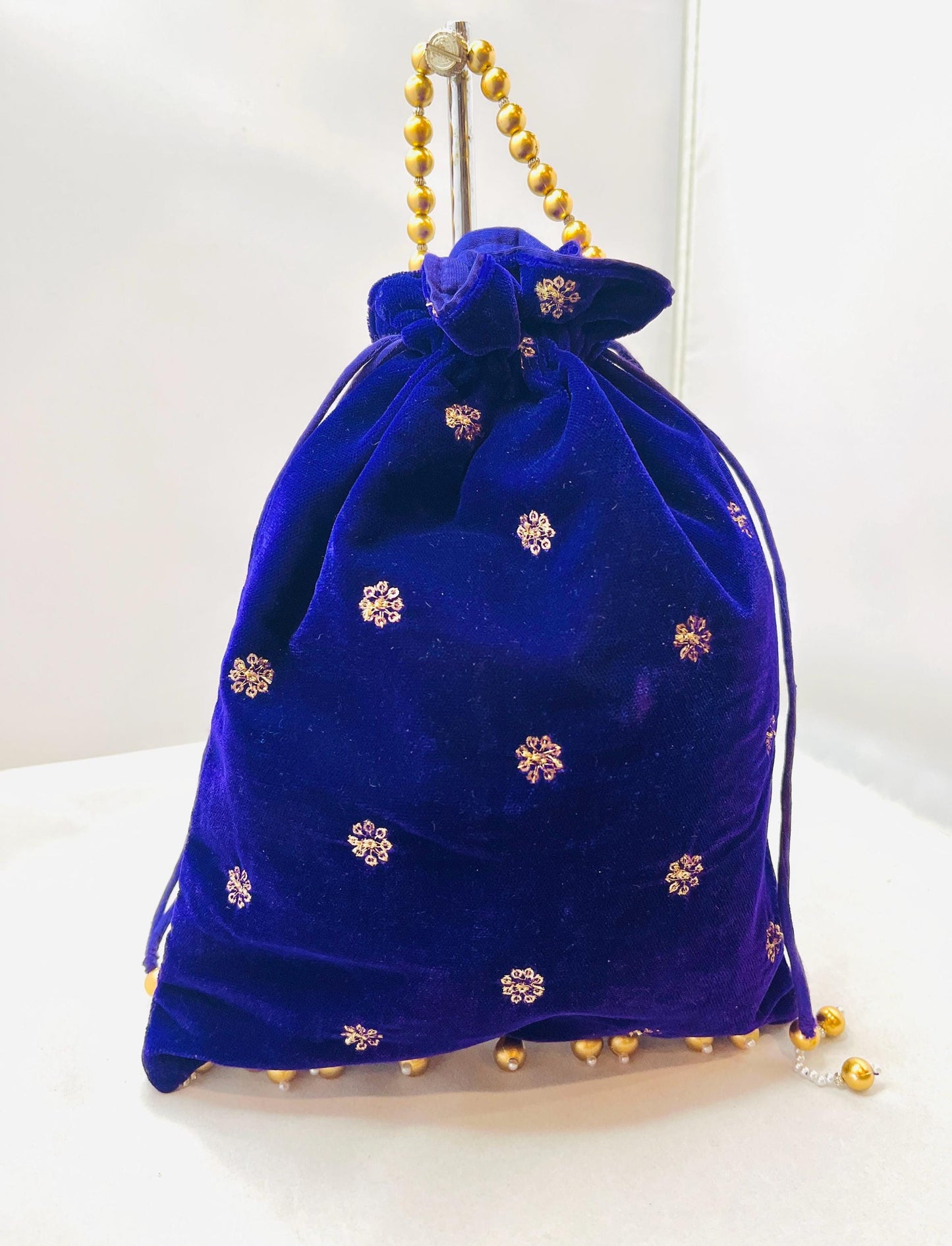 Navy Blue Velvet Bag