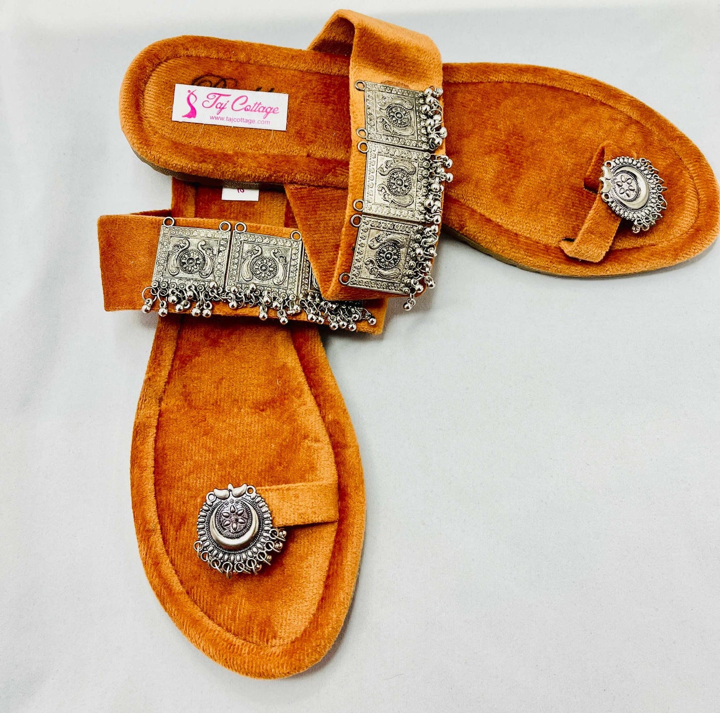 Orange Velvet Color Sandals