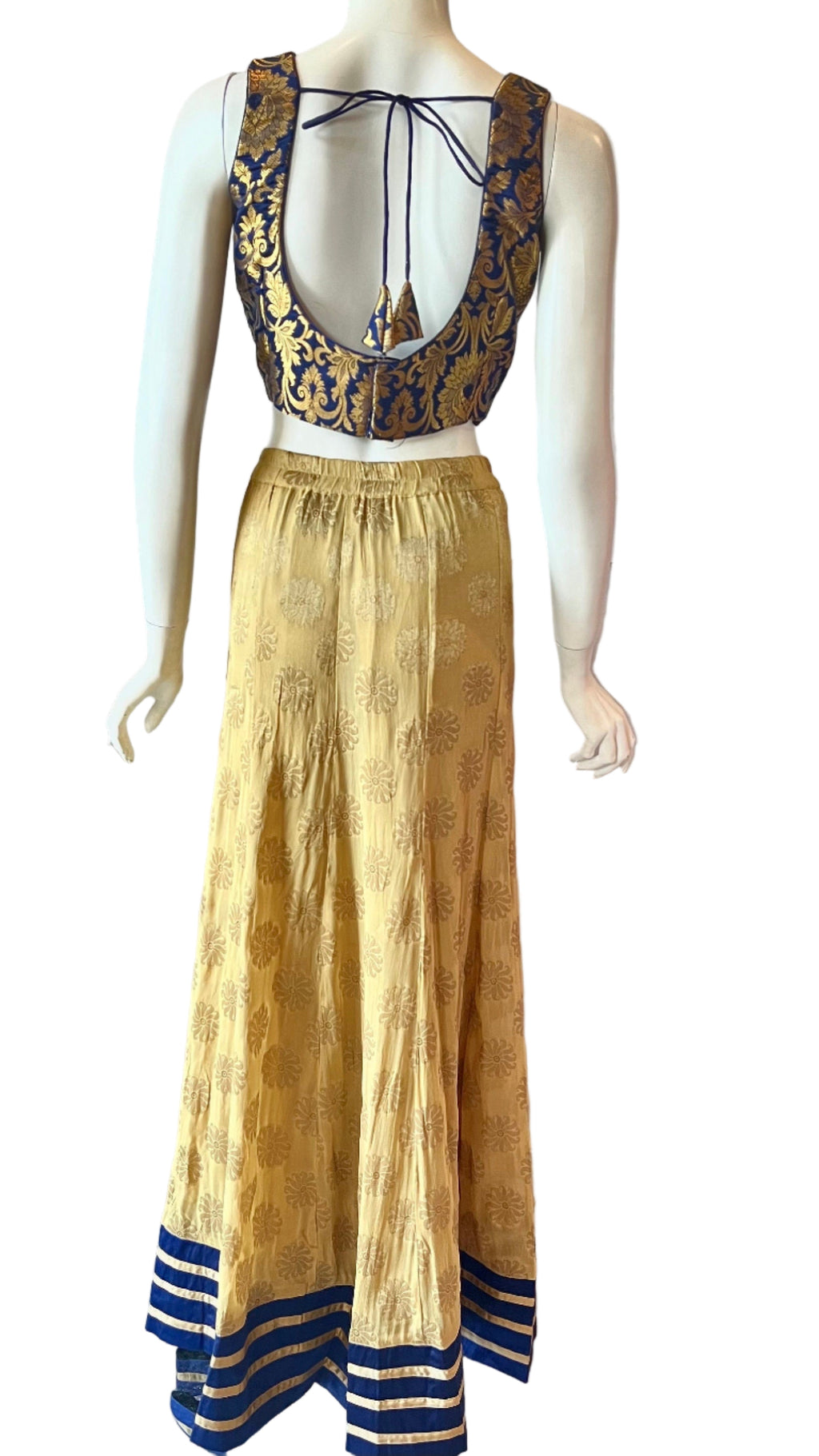 Gold & Navy Lehnga with Net Duppatta