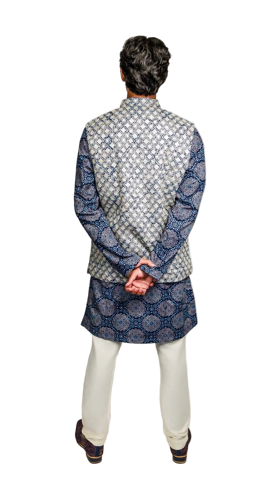 Navy Blue Vest Kurta Set