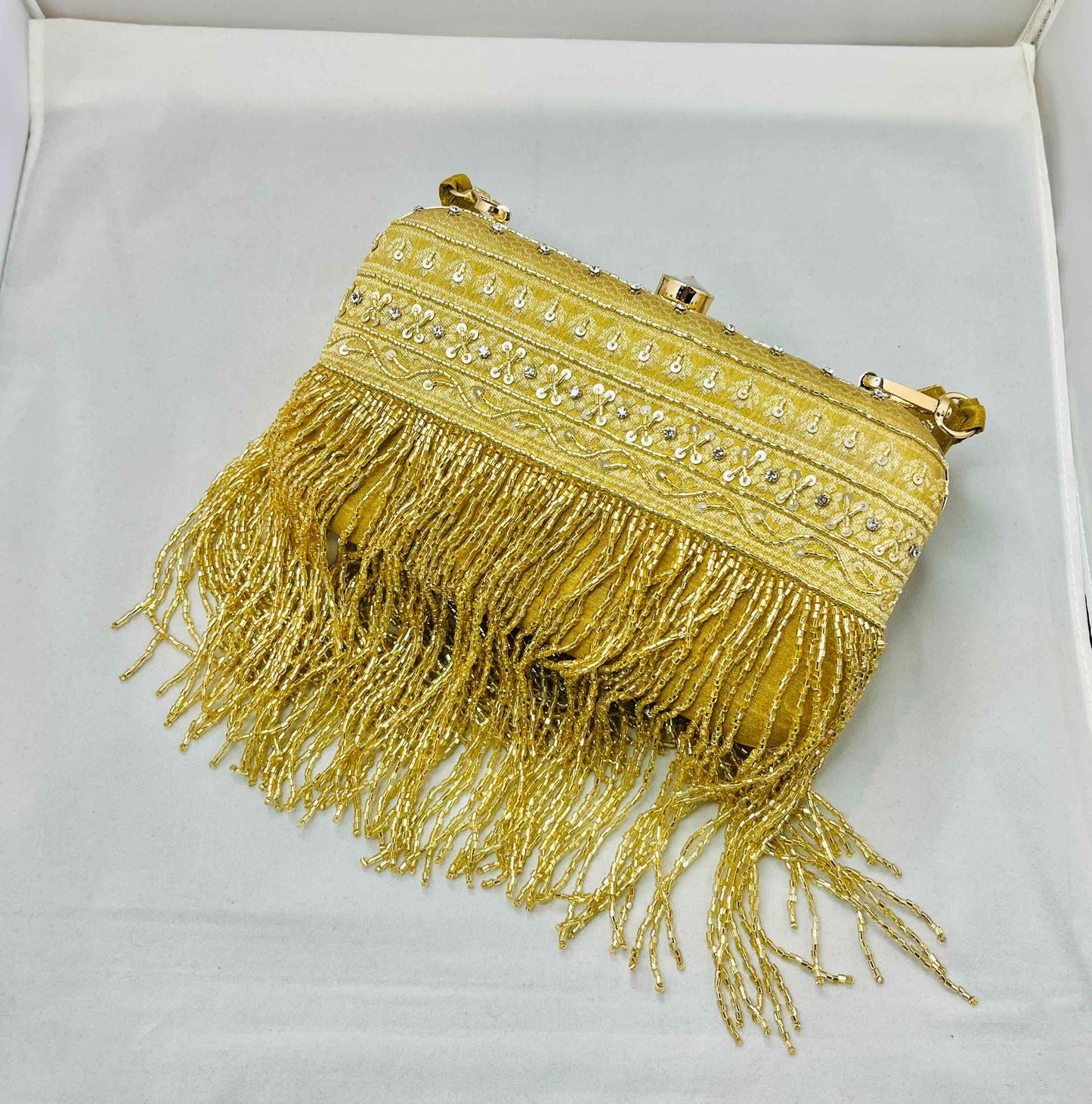 Fancy Gold Silk Clutch