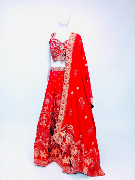 Pink Color Embriodery Lehnga