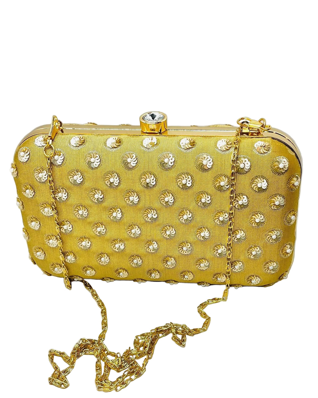 Gold Banarasi Silk Clutch
