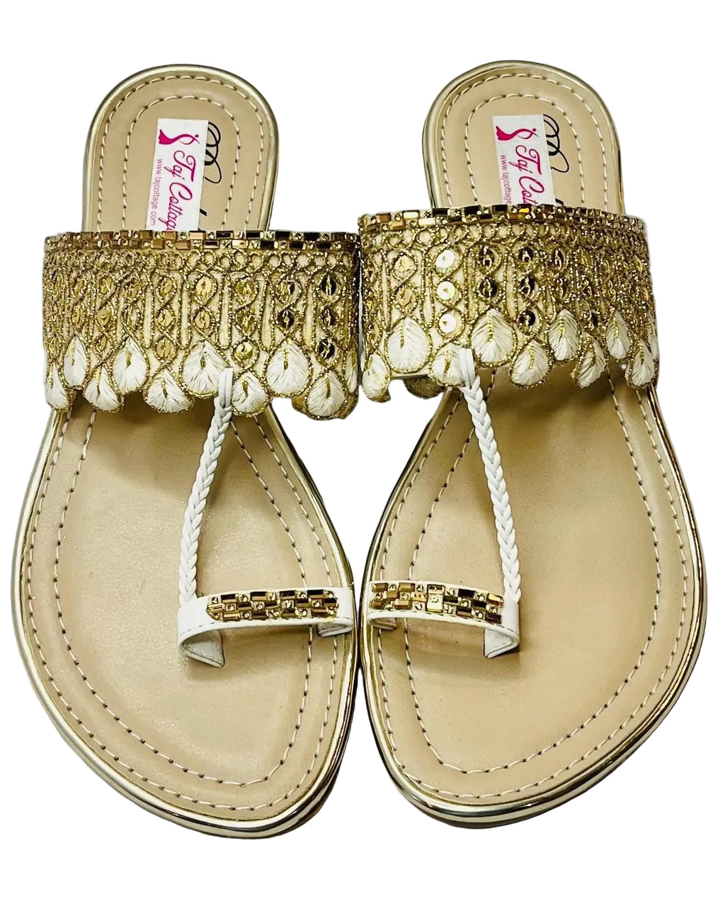 Beige & White Color Sandals
