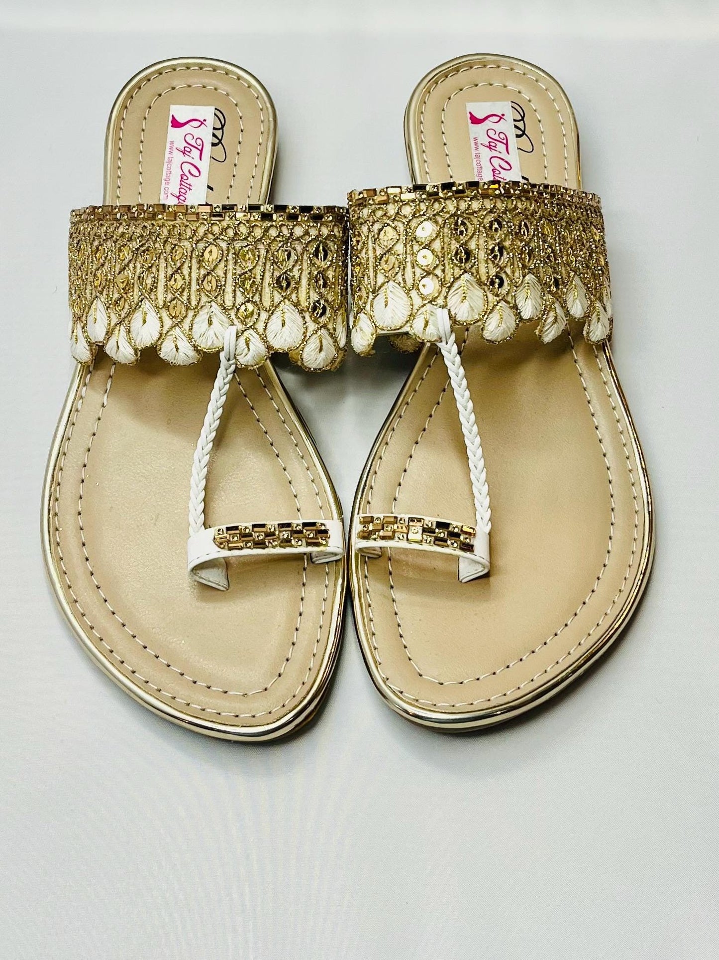 Beige & White Color Sandals