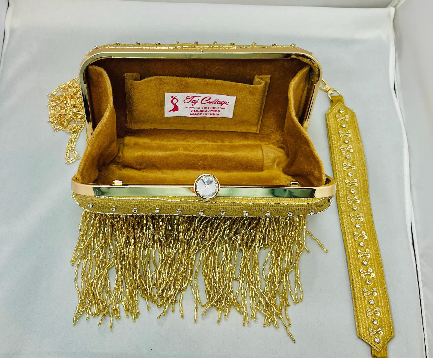 Fancy Gold Silk Clutch