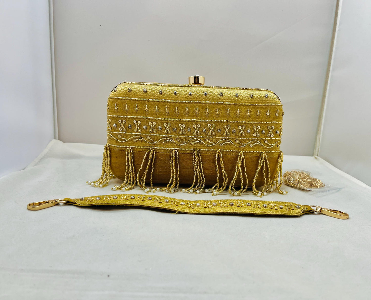 Gold Color Silk Clutch